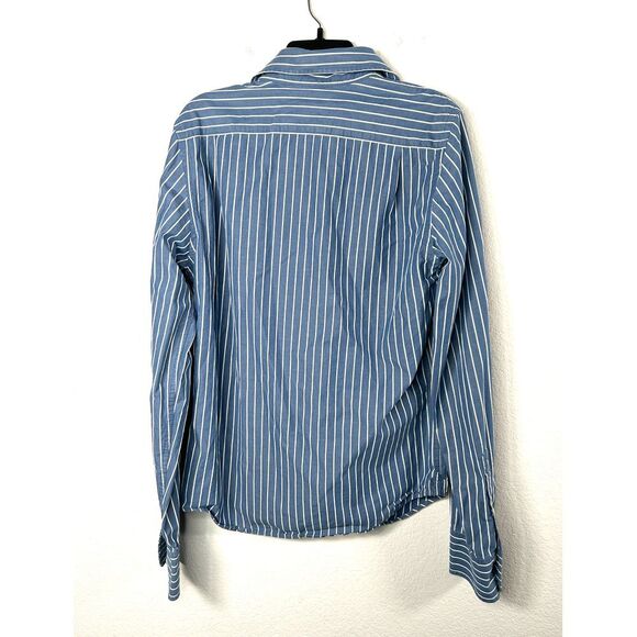 Holister Men's Button Down Shirt Sz M Blue white stripes cotton Y2k Casual - Picture 2 of 6